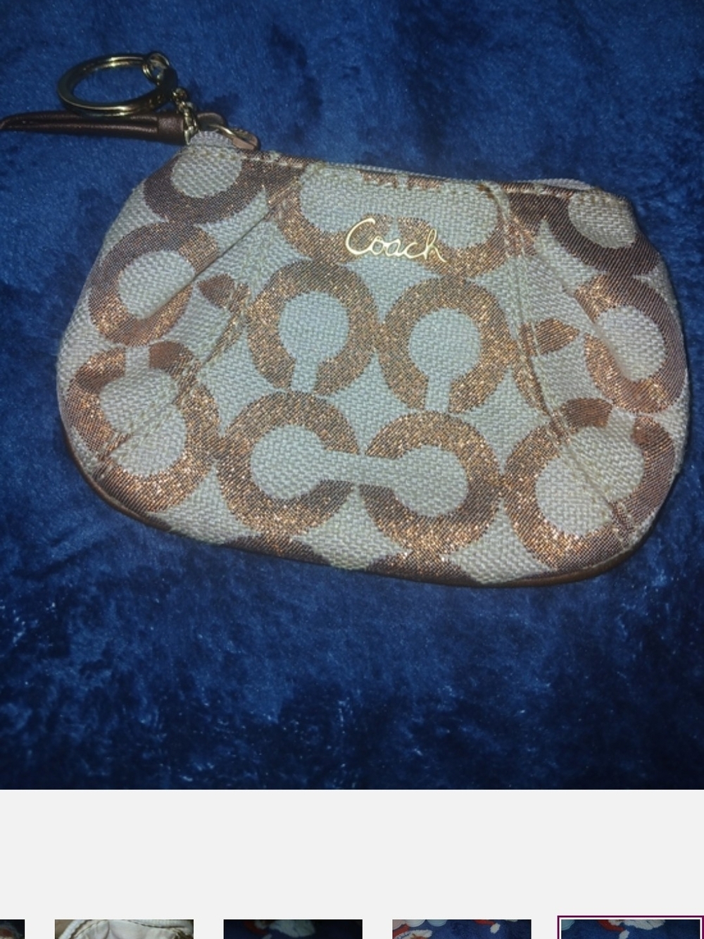 Coach Metallic Signature Small Wristlet Pouch - Gold/Brown